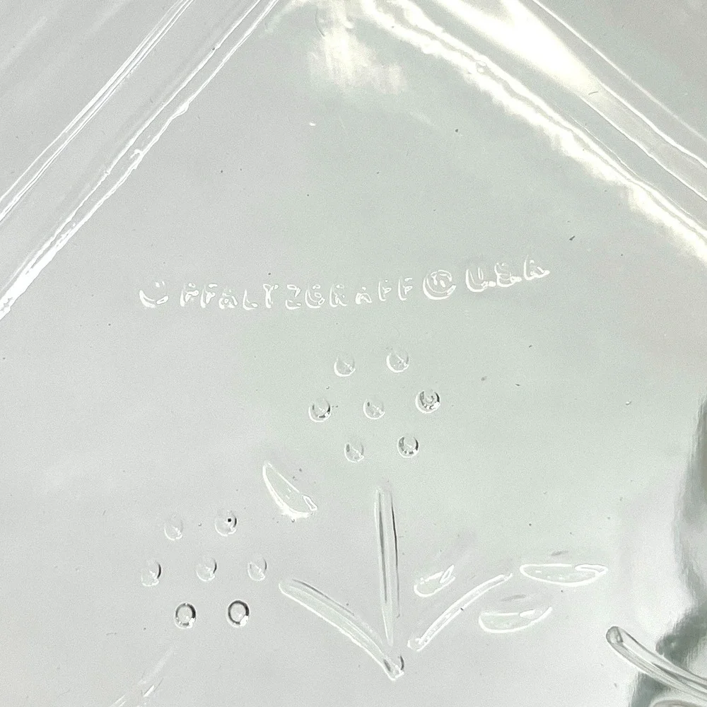 Pfaltzgraff Blossom Embossed‎ Heart Shaped Relish Tray Clover Leaf Clear Glass